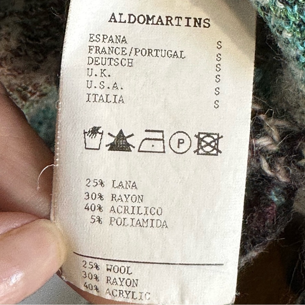 Aldo Martins Barcelona Floral Intarsia Knit Cardigan Wool Blend Size S/M - Picture 13 of 13